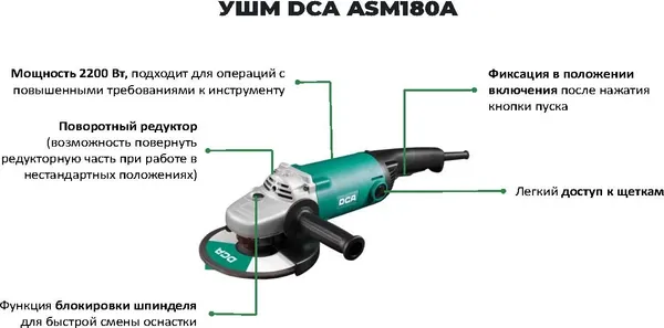 Угловая шлифовальная машина DCA ASM180A- фото2