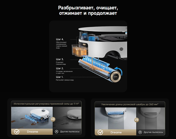 Робот-пылесос Dreame Robot Vacuum Aqua10 Ultra Roller Complete / RLH71DE-1- фото6