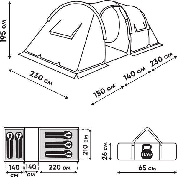 Палатка RSP Outdoor Field 5 / T-FI-5-OLGN- фото7