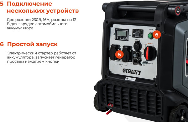 Инверторный генератор Gigant GPIGL-3800E- фото6