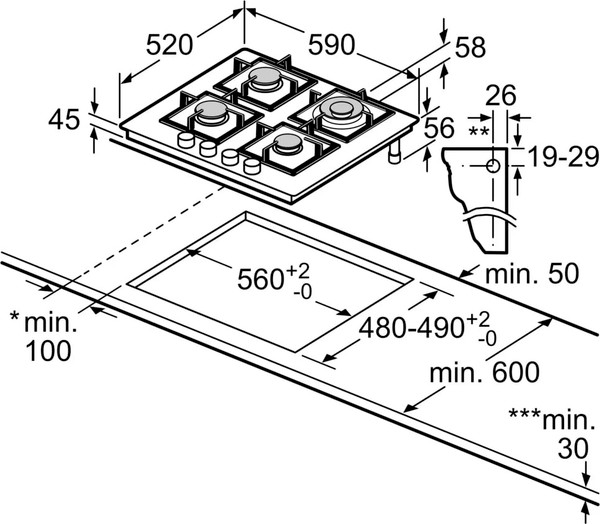 Газовая варочная панель Bosch PPH6A6I40O- фото5