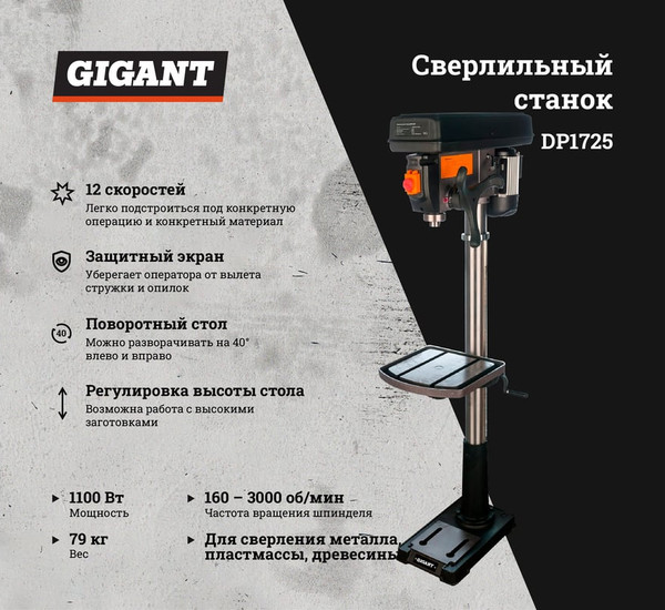 Сверлильный станок Gigant DP1725- фото2