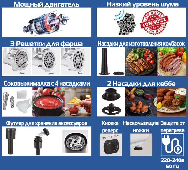 Мясорубка электрическая Renova MG220-R1SL- фото3