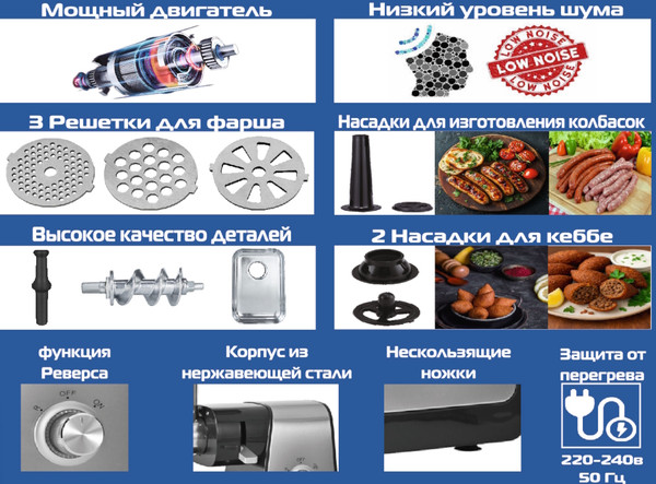 Мясорубка электрическая Renova MG300-R1SP- фото3