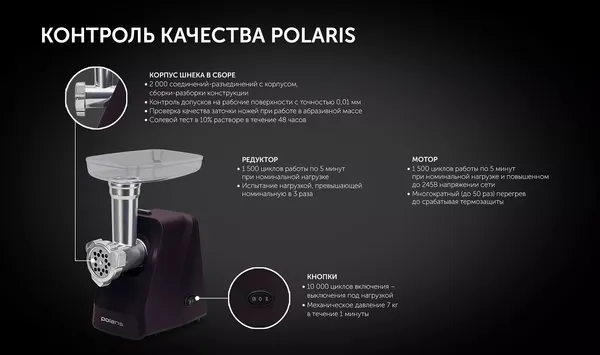 Мясорубка электрическая Polaris PMG-1852 RUS- фото8