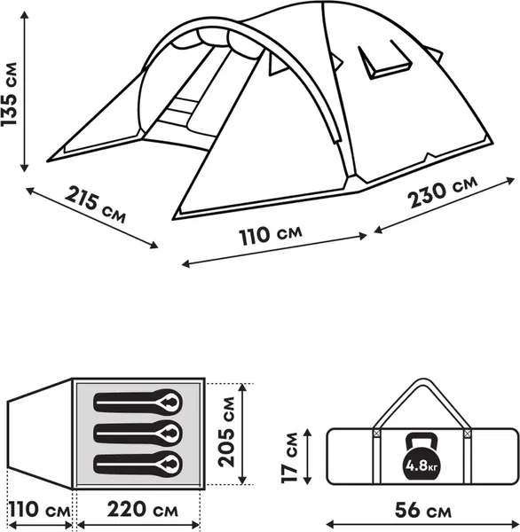 Палатка RSP Outdoor Deep 3 / T-DE-3-OLGN- фото10
