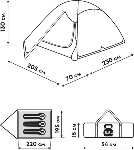 Палатка RSP Outdoor Lake 3 / T-LA-3-B- фото10