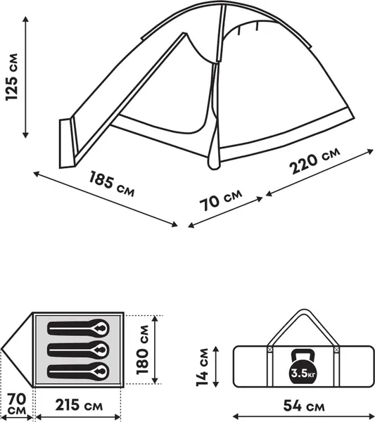 Палатка RSP Outdoor Hill 3 / T-HI-3-B- фото9