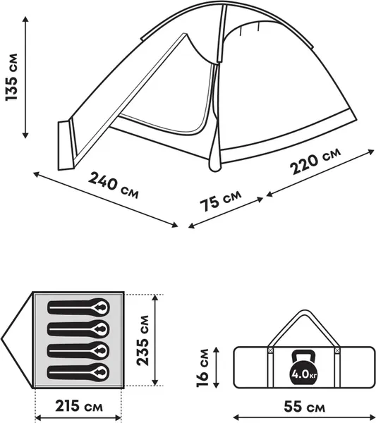 Палатка RSP Outdoor Hill 4 / T-HI-4-B- фото9