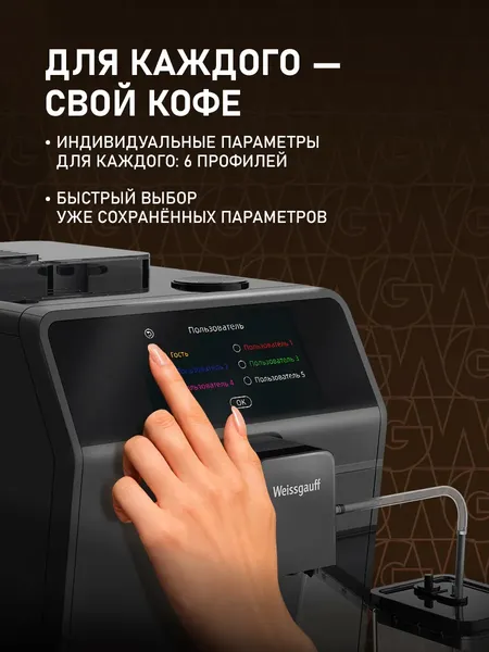 Кофемашина Weissgauff WCM-358 TFT Automatic Touch Cappuccino- фото10