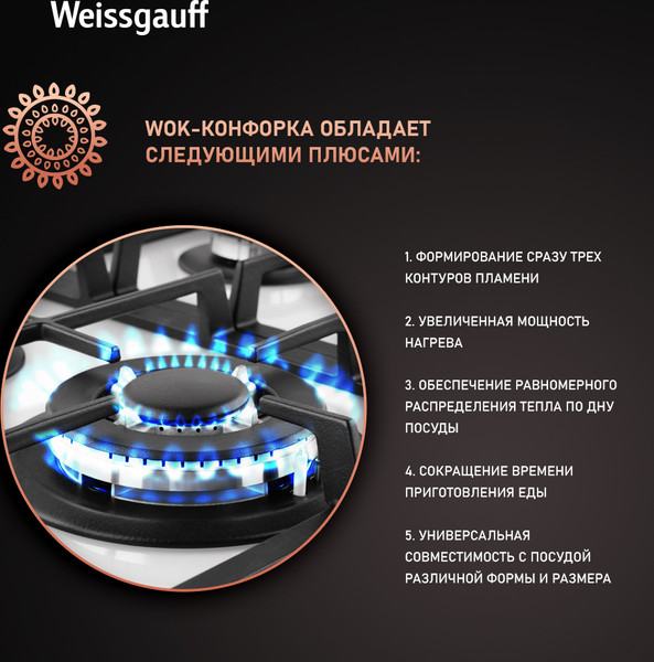 Газовая варочная панель Weissgauff HGG 641 WGK- фото8
