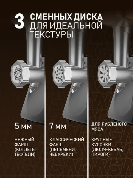 Мясорубка электрическая Weissgauff WMG 773 Steel Force- фото4