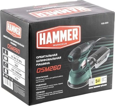 Эксцентриковая шлифовальная машина Hammer Flex OSM260- фото8