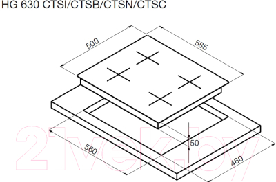 Газовая варочная панель Korting HG630CTSN- фото4