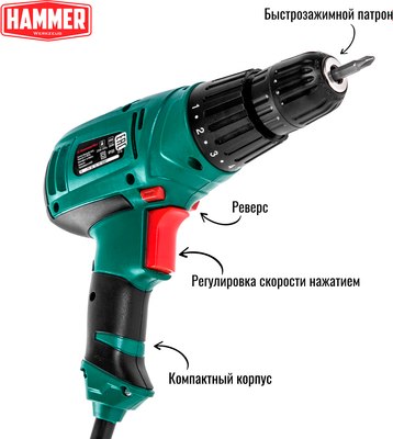 Дрель-шуруповерт Hammer Flex DRL400A- фото4