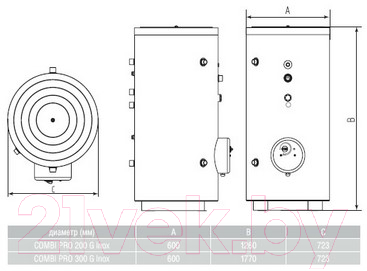 Бойлер косвенного нагрева Metalac Combi Pro WR 150- фото2