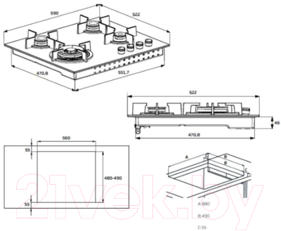 Газовая варочная панель Beko HIAG64223SX- фото2