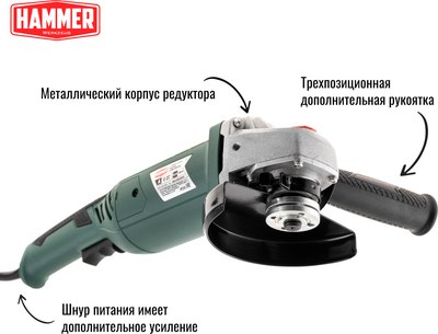Угловая шлифовальная машина Hammer Flex USM1200E- фото4