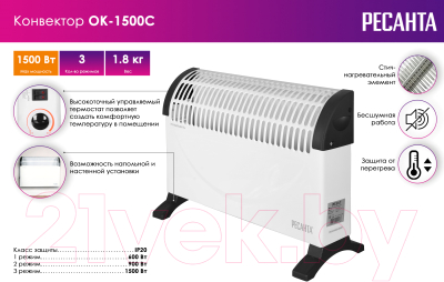 Конвектор Ресанта ОК-1500С (67/4/7)- фото2