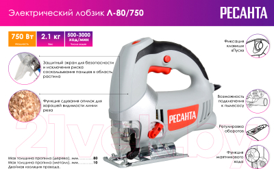 Электролобзик Ресанта Л-80/750 (75/9/3)- фото7