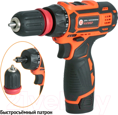Аккумуляторная дрель-шуруповерт Калибр ДА-12-2 (101106)- фото5