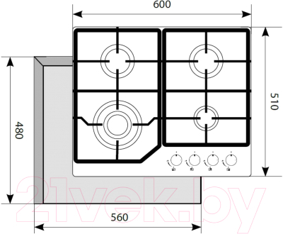 Газовая варочная панель Akpo PGA 604 LGC WH- фото5