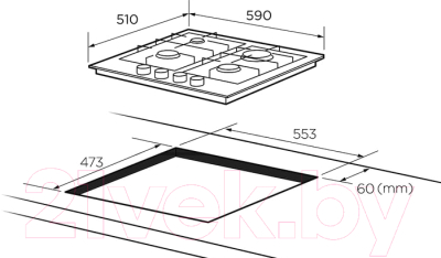Газовая варочная панель Akpo PGA 604 VGC-T WT- фото5