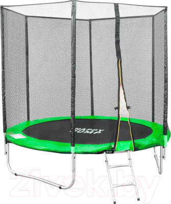 Батут Happy Jump PRO 8ft с внешней сеткой и лестницей (252см, зеленый)- фото