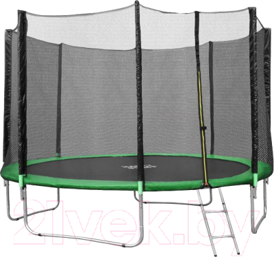 Батут Happy Jump PRO 12ft с внешней сеткой и лестницей (374см)- фото