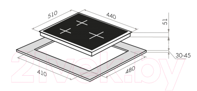 Газовая варочная панель HOMSair HGE433TGCBK- фото2
