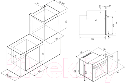 Электрический духовой шкаф Krona Corrente 45 BL / 00026334- фото2