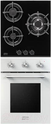 Комплект встраиваемой техники Krona Breve 45 WH + Fiero 45 BL- фото