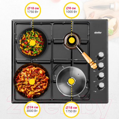 Газовая варочная панель Simfer H60Q40B400- фото9