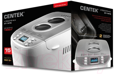 Хлебопечка Centek CT-1415 (белый/сталь)- фото5