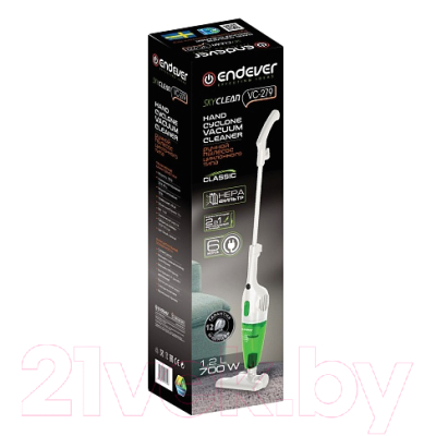 Вертикальный пылесос Endever SkyClean VC-279 (белый/зеленый)- фото2
