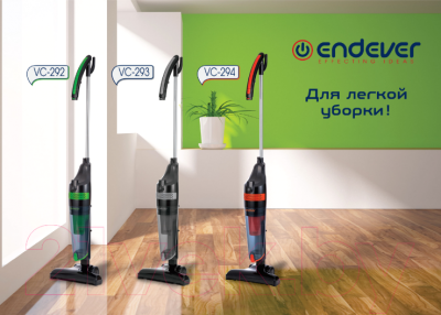 Вертикальный пылесос Endever SkyClean VC-292 (черный/зеленый)- фото9