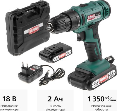 Аккумуляторная дрель-шуруповерт Hammer Flex ACD18BS- фото2