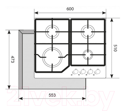 Газовая варочная панель Akpo PGA 604 LXE-4- фото2