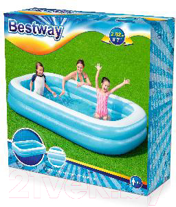 Надувной бассейн Bestway Blue Rectangular 54006- фото3