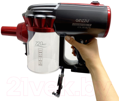 Вертикальный пылесос Ginzzu VS118 (красный/серый)- фото4