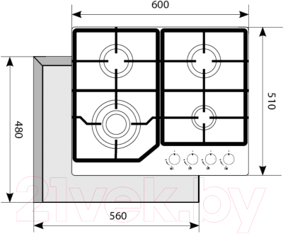 Газовая варочная панель Akpo PGA 604 LGC IV- фото5