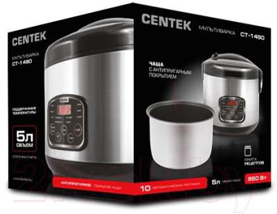Мультиварка Centek CT-1490 (черный/сталь)- фото5