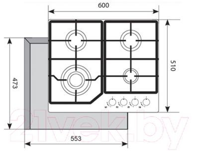 Газовая варочная панель Akpo PGA 604 LXC- фото5