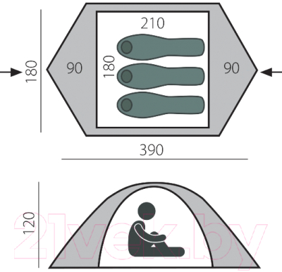Палатка BTrace Vang 3 / T0480 (зеленый/бежевый)- фото7