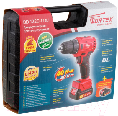 Аккумуляторная дрель-шуруповерт Wortex BD 1220-1 DLi (BD12201DLi1029)- фото9