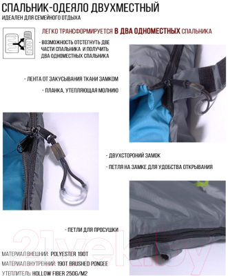 Спальный мешок Norfin Alpine Comfort Double 250 / NFL-30240- фото4