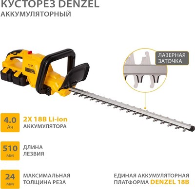 Кусторез аккумуляторный Denzel RBC510-36 / 59410- фото2