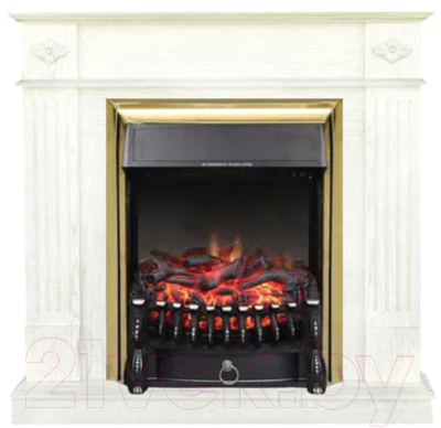 Каминокомплект Смолком Brighton + Fobos FXM Brass BLT-999B-5M(BR) (бьянко белый)