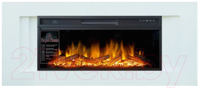 Каминокомплект Смолком Line V42 + Vision 42 LOG LED (бьянко белый)- фото