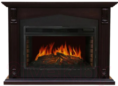 Каминокомплект Смолком Praga FS33/FS33W + Dioramic 33W LED FX Венге (шпон красное дерево/черный)